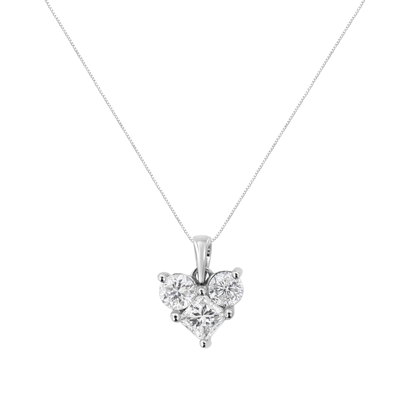 Collar de Colgante en Forma de Corazón de Diamante en Oro Blanco de 10K - 1.0 Cttw