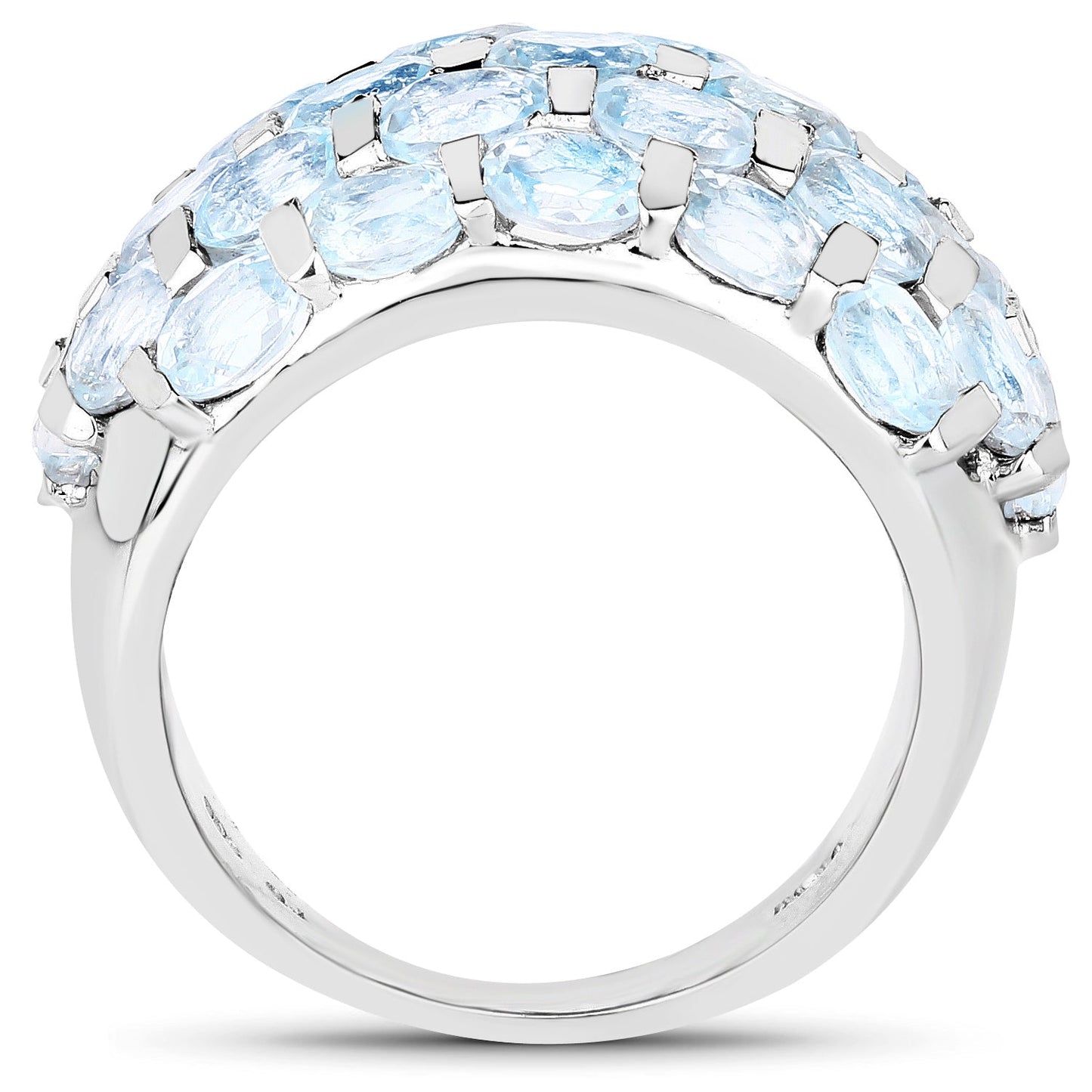 Bague de fiançailles en argent sterling avec topaze bleue véritable de 5,51 carats