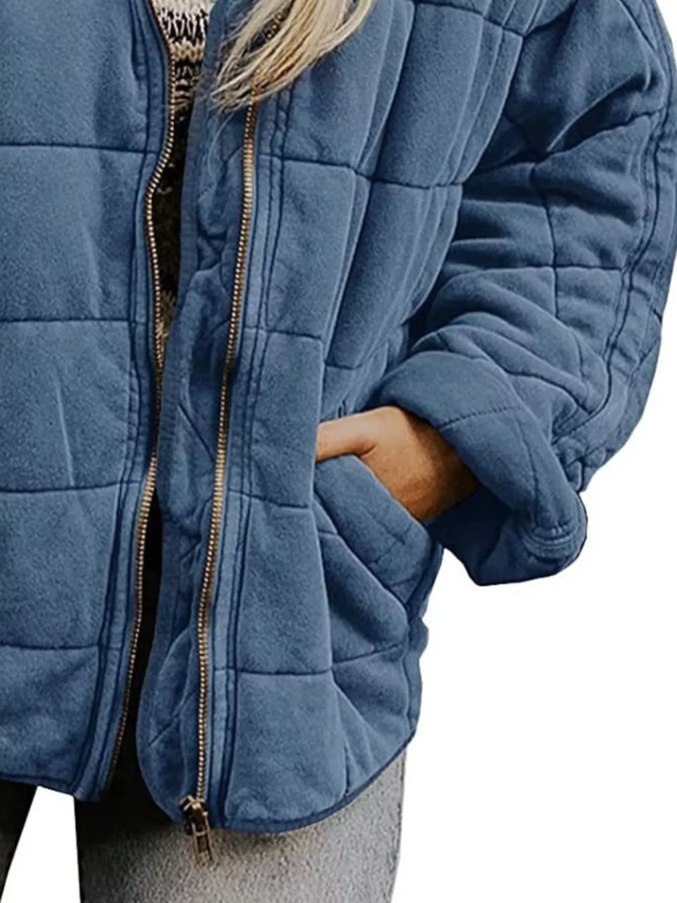Plus Size Full Zip Quilted Bomber Jacket