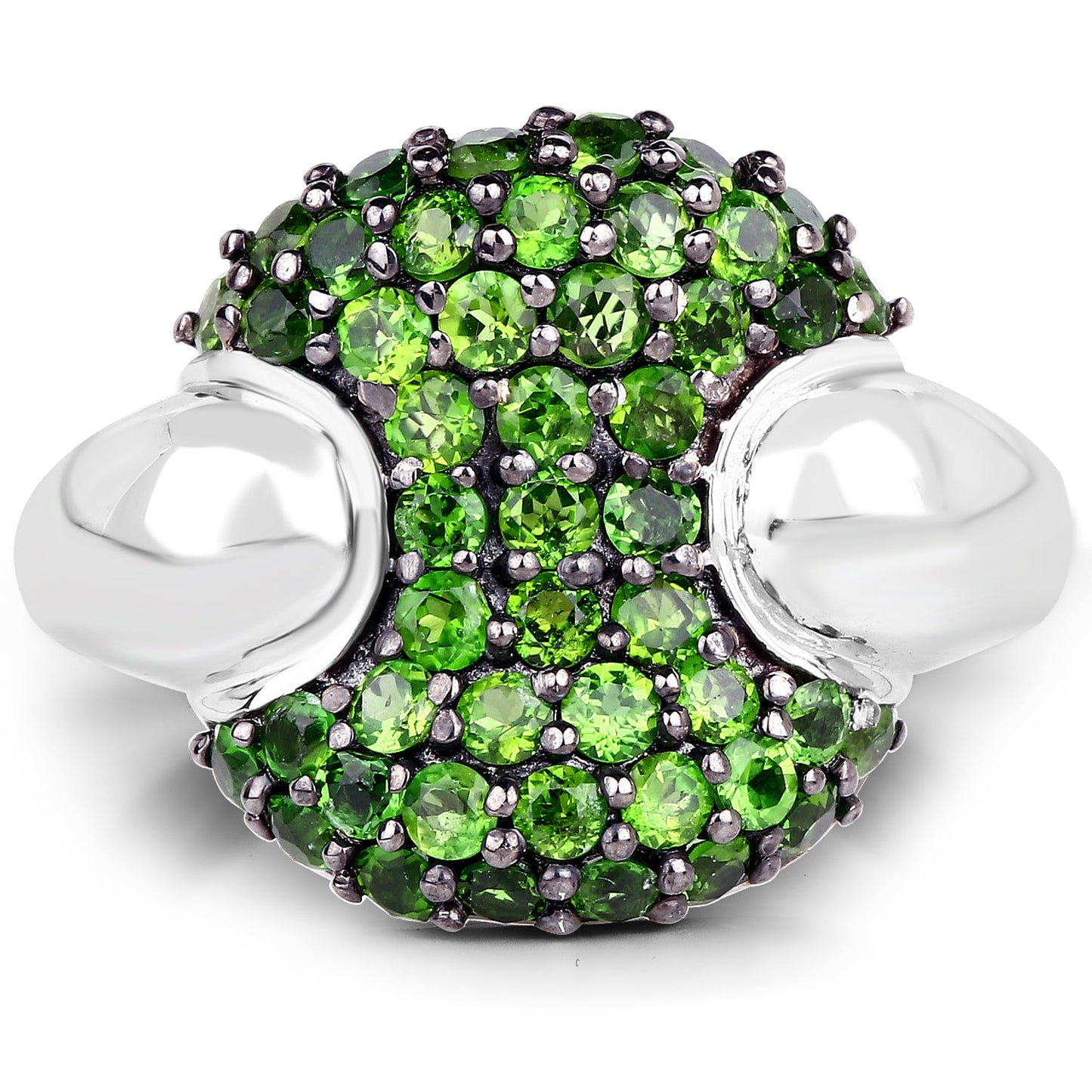 1.82 Carat Genuine Chrome Diopside Sterling Silver Engagement Ring