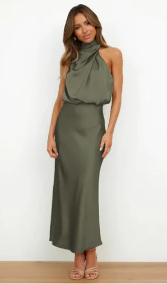 Elegant Women's Maxi Dress in Luxurious Satin