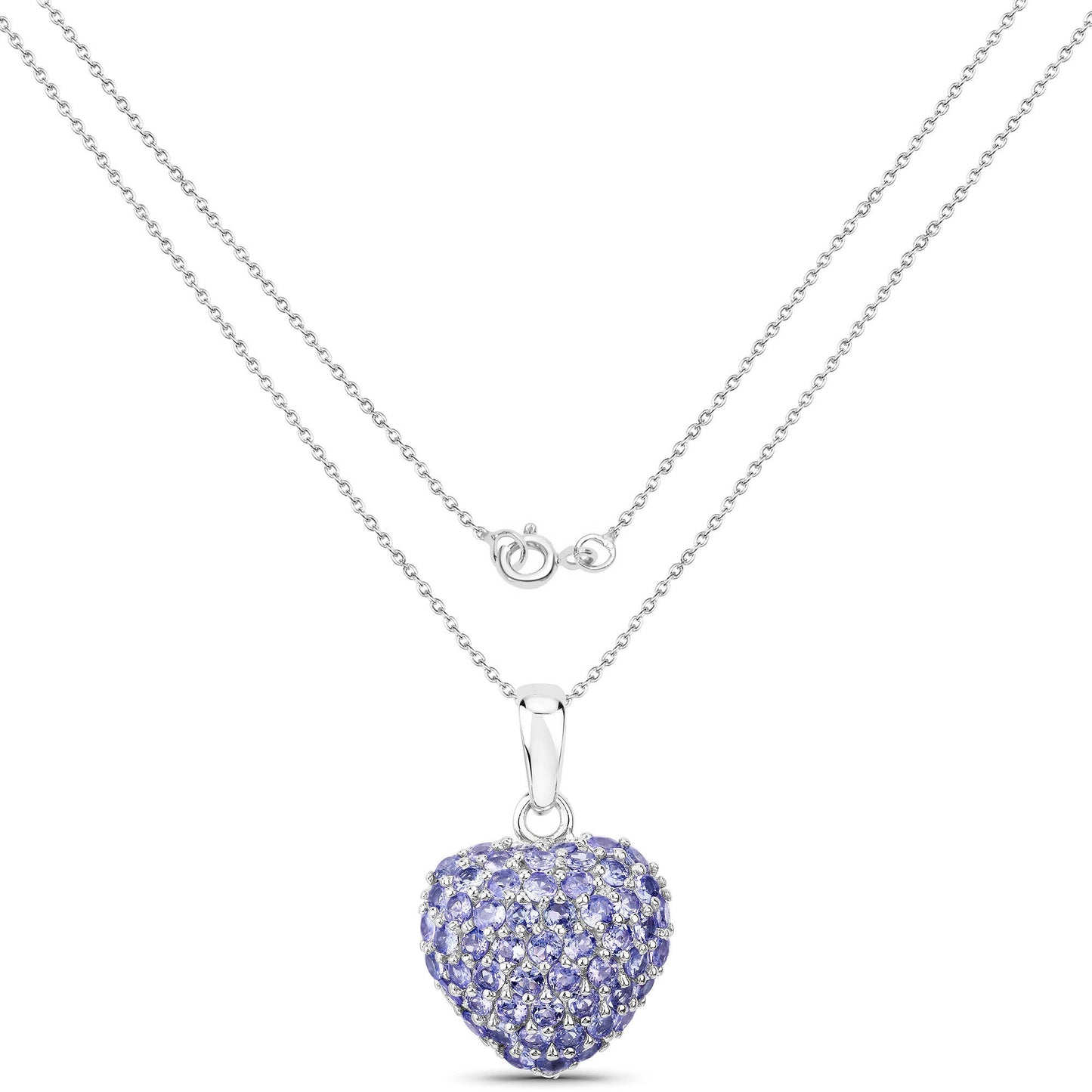 Pendentif en cœur en tanzanite véritable de 7,00 carats en argent sterling