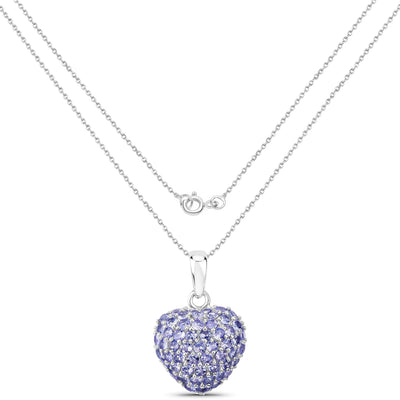 7.00 Carat Genuine Tanzanite Heart Pendant in Sterling Silver