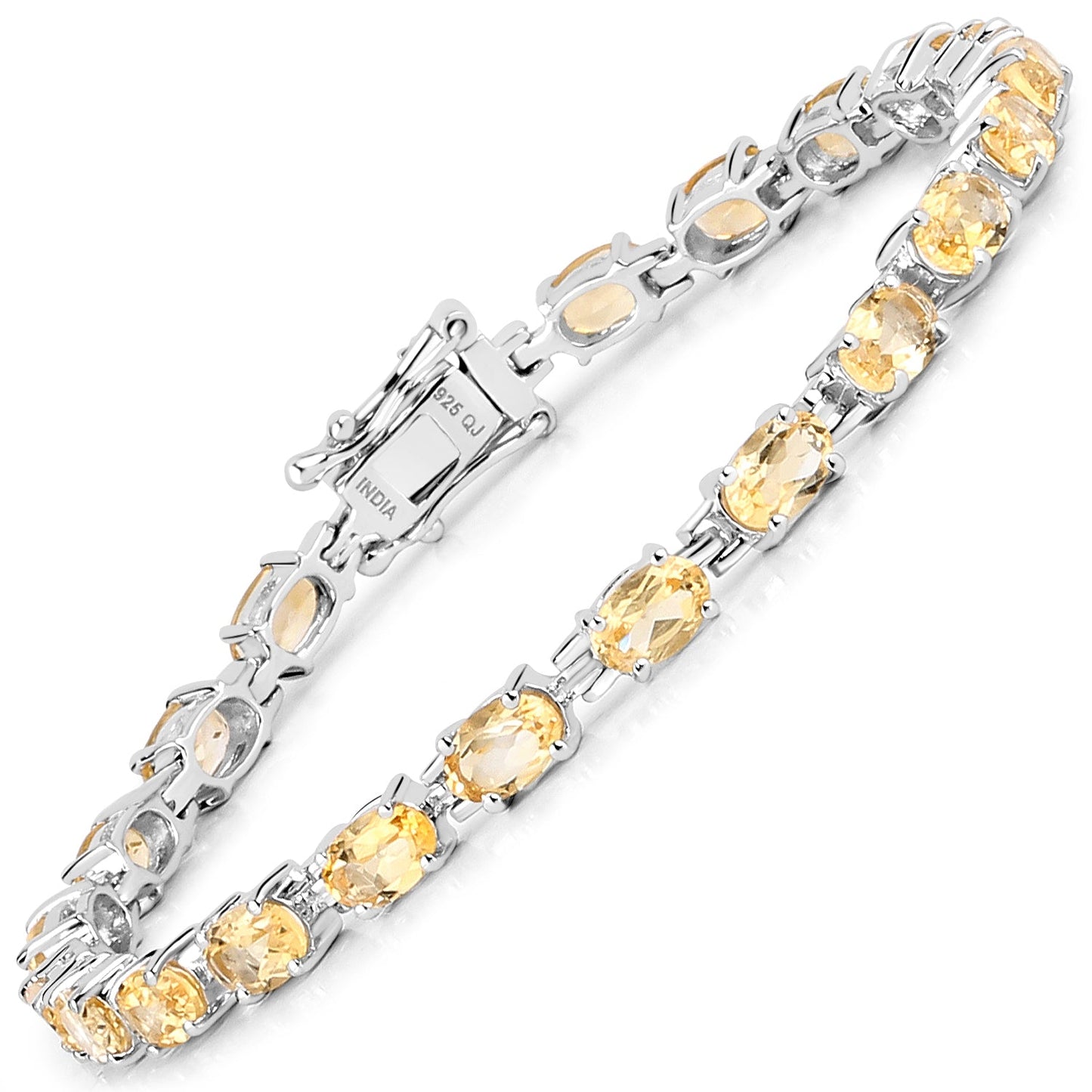 Pulsera de Plata de Ley con Citrino Genuino de 9.03 Quilates