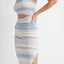 Vibrant Multi Color Striped Cutout Knit Midi Dress