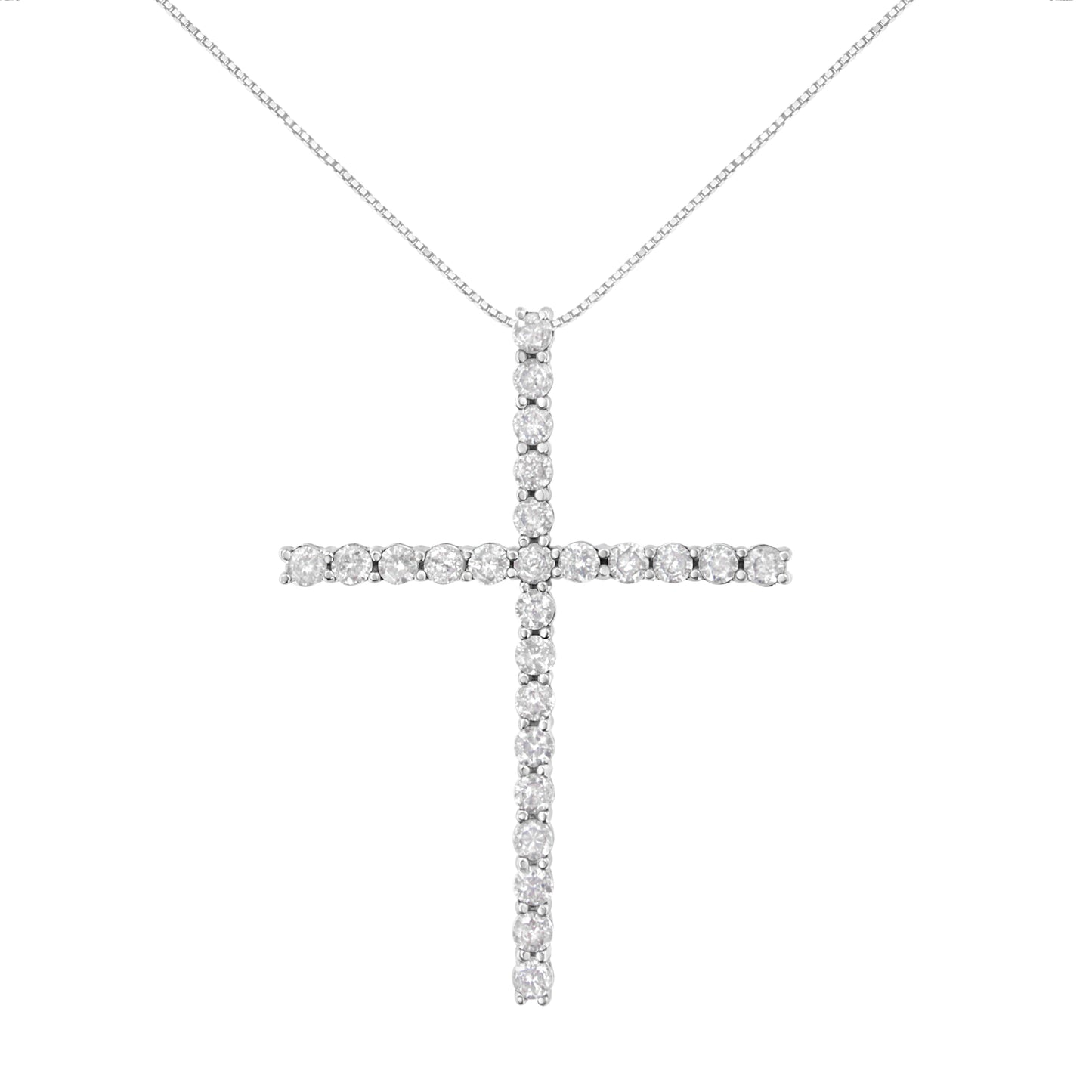 .925 Sterling Silver Diamond Cross Pendant Necklace