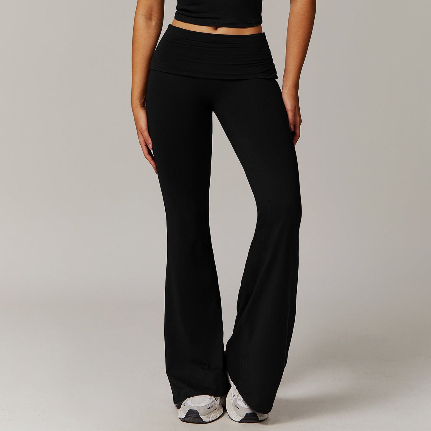Pantalons de course en laine plissés taille haute