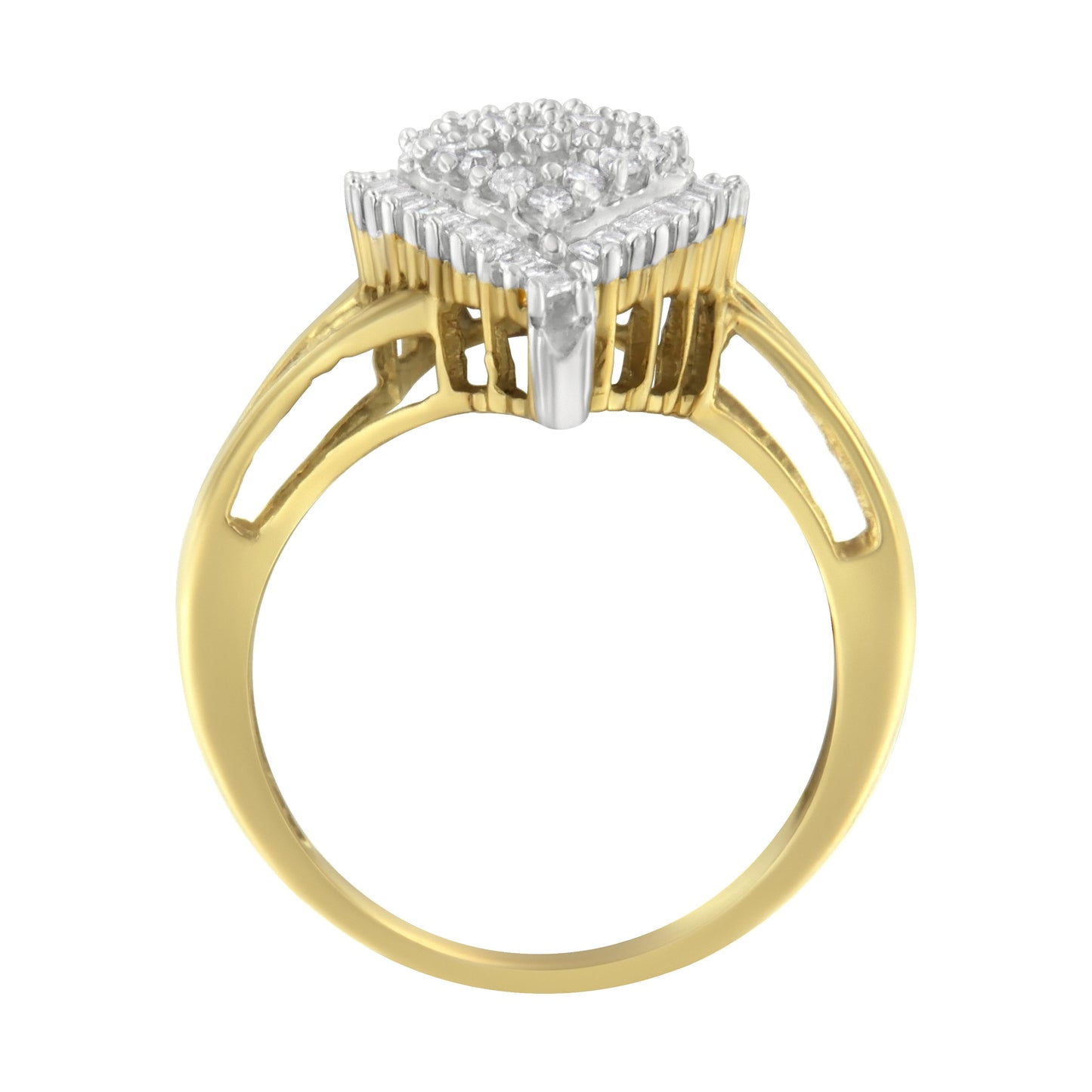 Bague en diamant en forme de poire en or jaune 10K - Taille 7