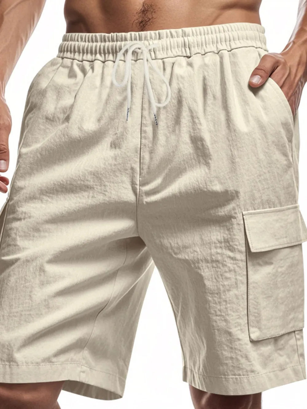 Men's Plus Size Cargo Shorts with Drawstring Waist
