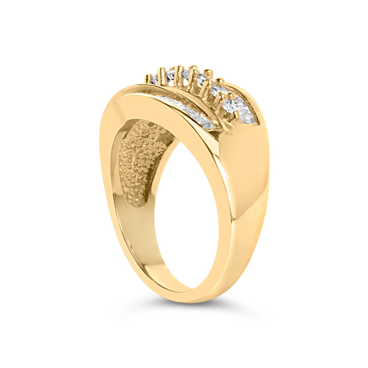 14K Yellow Gold 1.00 Cttw Diamond Cocktail Cluster Ring - Size 7