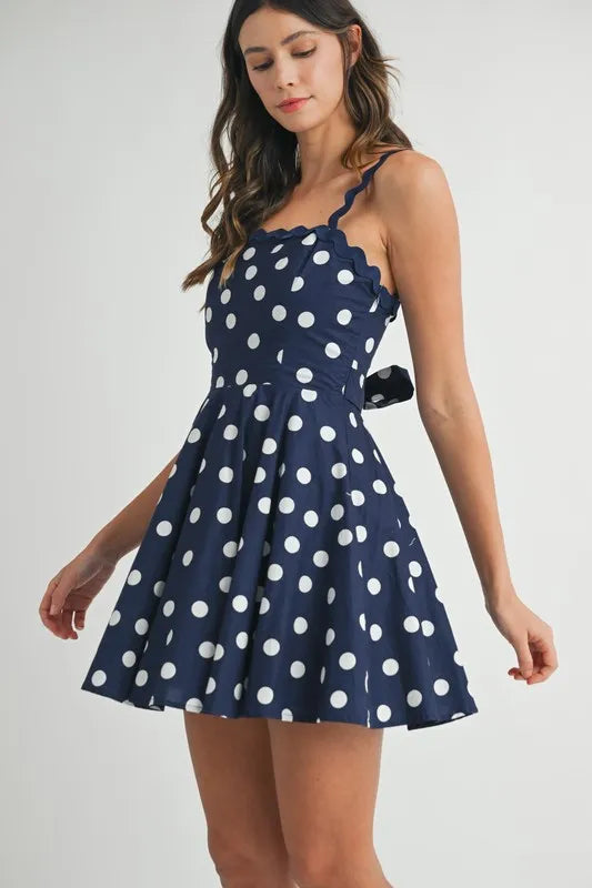 Chic Polka Dot Mini Dress with Unique Ricrac Trim – Perfect for Summer Fun - Korvel
