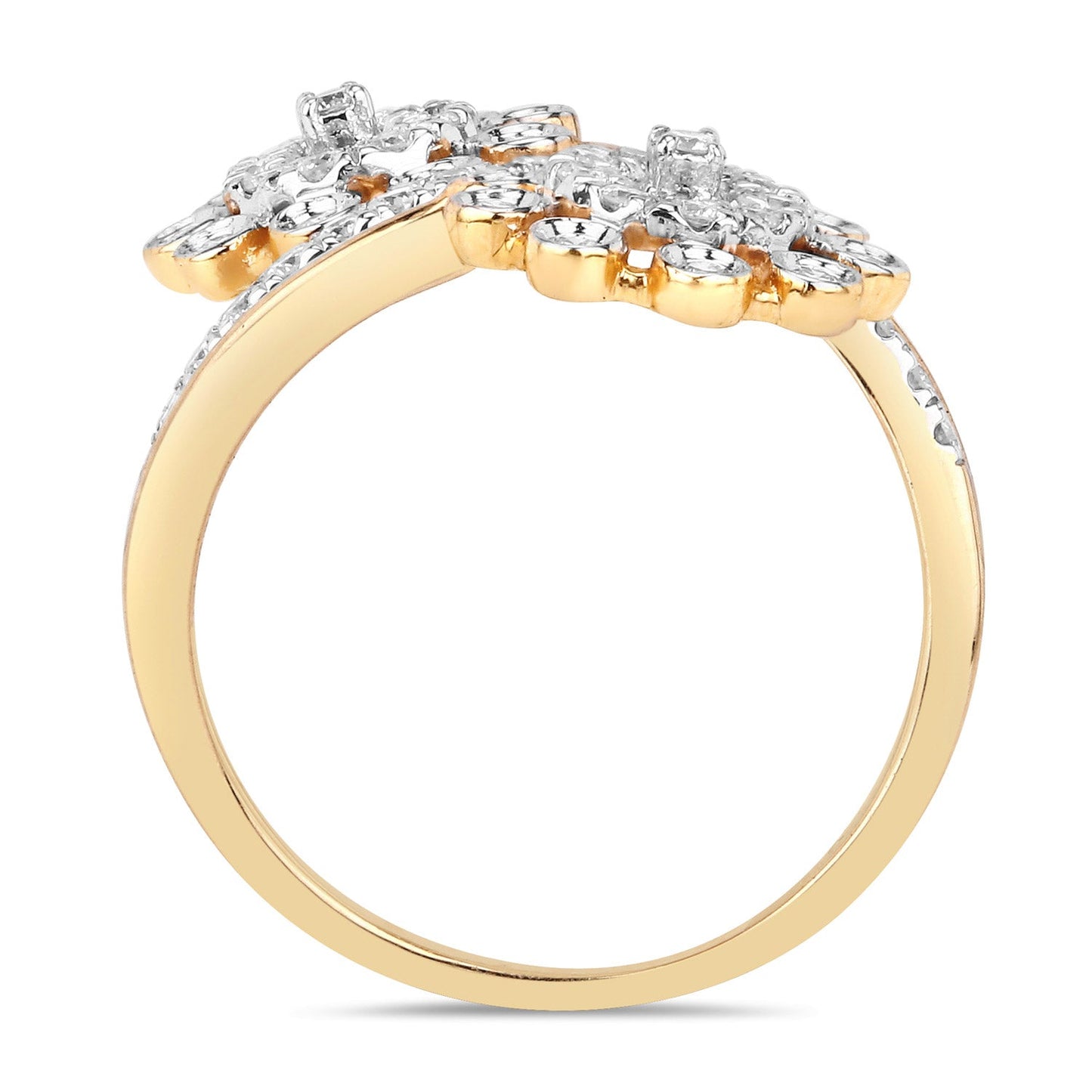Bague Bypass en Diamant Blanc de 0,56 Carat en Or Jaune 14K