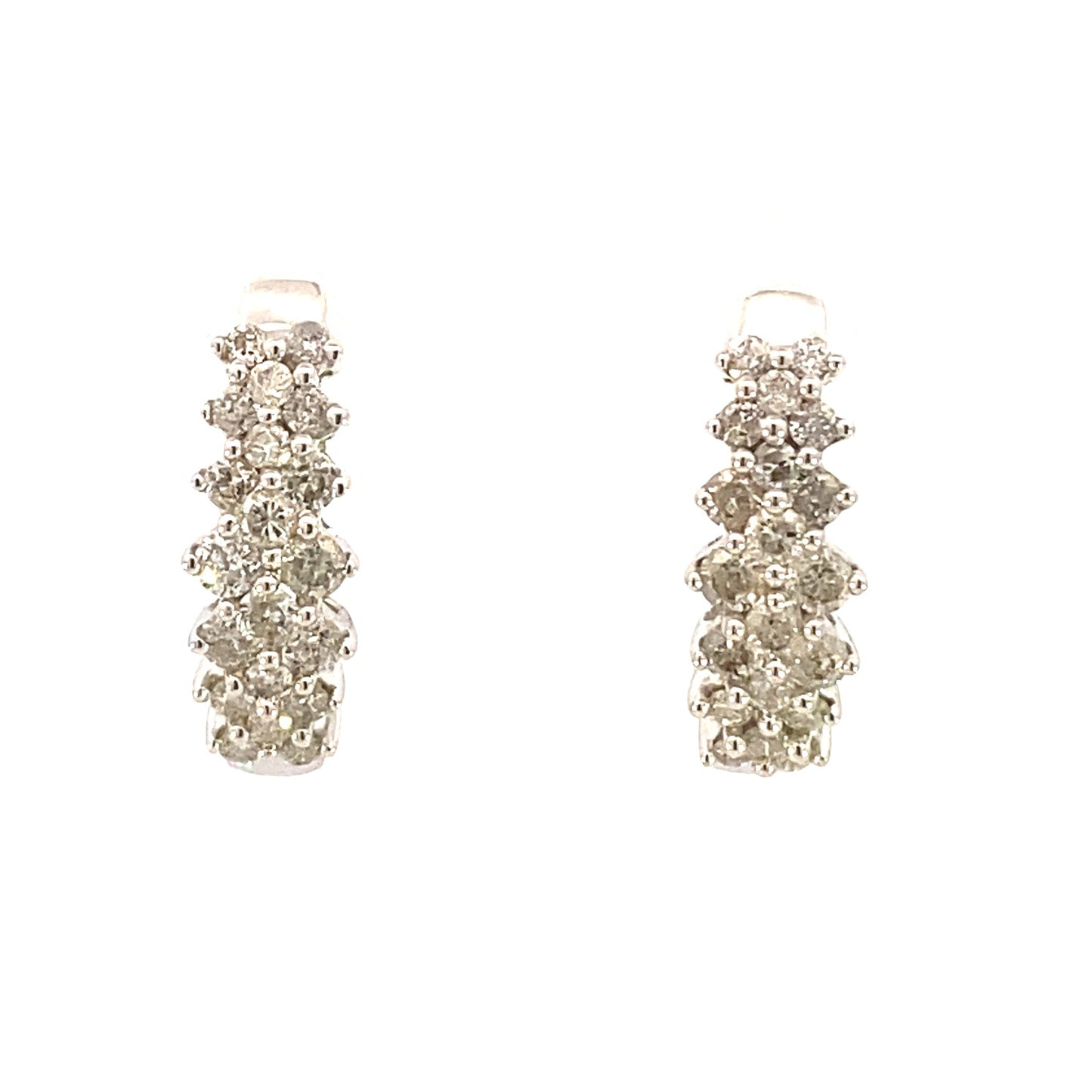1.09ct Diamond Hoop Earrings in 14KT White Gold