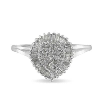 10K White Gold Diamond Pear Shaped Cocktail Ring - Size 5