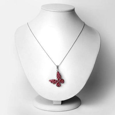 4.72 Carat Genuine Ruby Butterfly Pendant in Sterling Silver