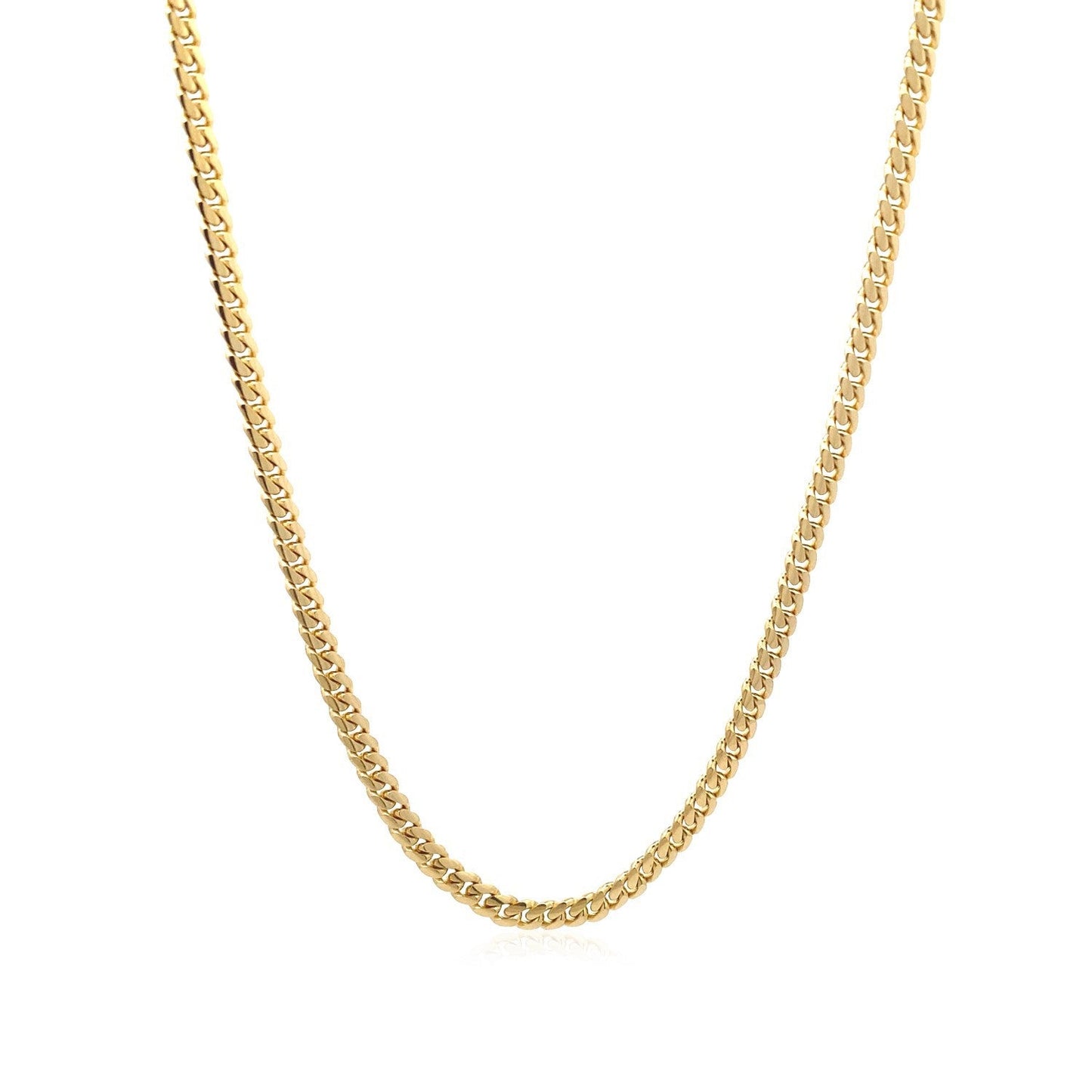 Cadena Cubana Clásica Sólida de Oro Amarillo de 14k - 3.2mm