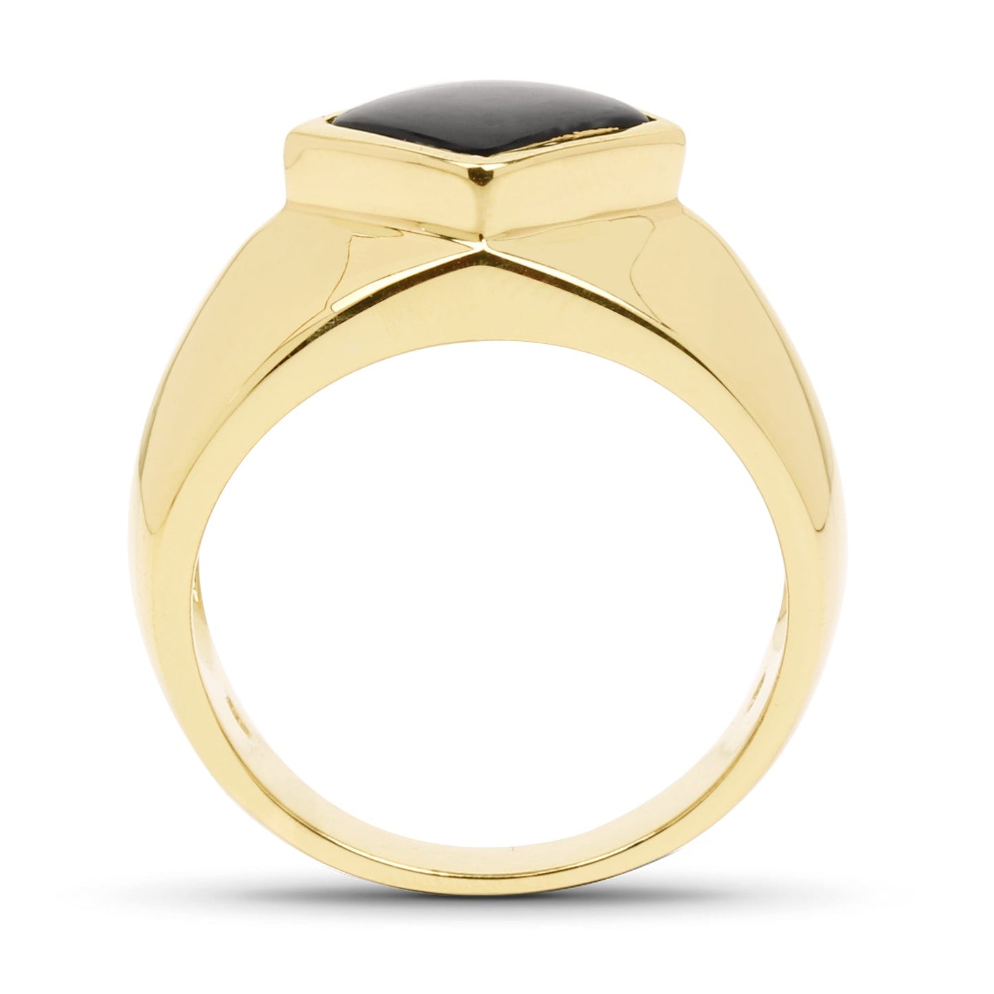 14K Yellow Gold Plated Black Onyx Cluster Ring