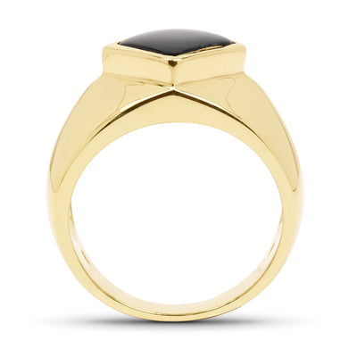 14K Yellow Gold Plated Black Onyx Cluster Ring