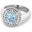 Bague de fiançailles en or blanc 14K avec aquamarine et diamants de 1,57 carat