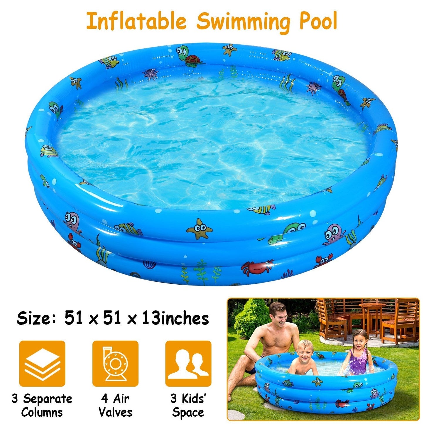 GBruno Piscina Inflable de 51x13” para Niños