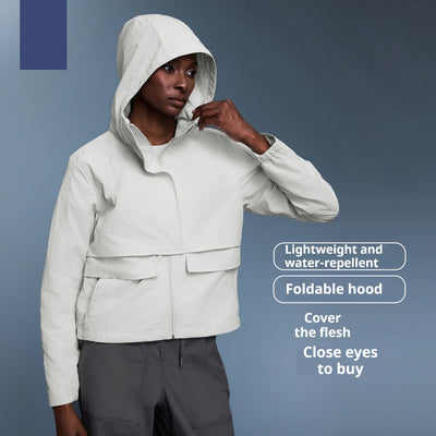 Chaqueta de windbreaker casual con capucha resistente al agua para mujer