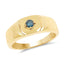 Bague de fiançailles en argent sterling plaqué or jaune 14K avec diamant bleu