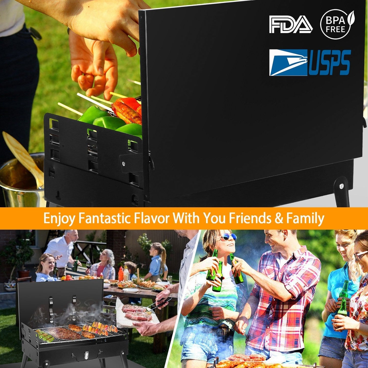 Parrilla de Carbón Portátil LJG - BBQ Compacta y Plegable