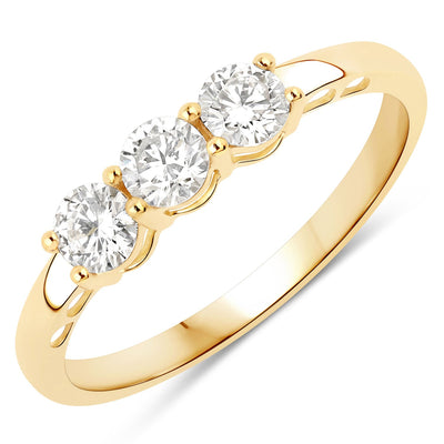 Bague de fiançailles en diamant cultivé en laboratoire de 0,51 carat en or jaune 14K