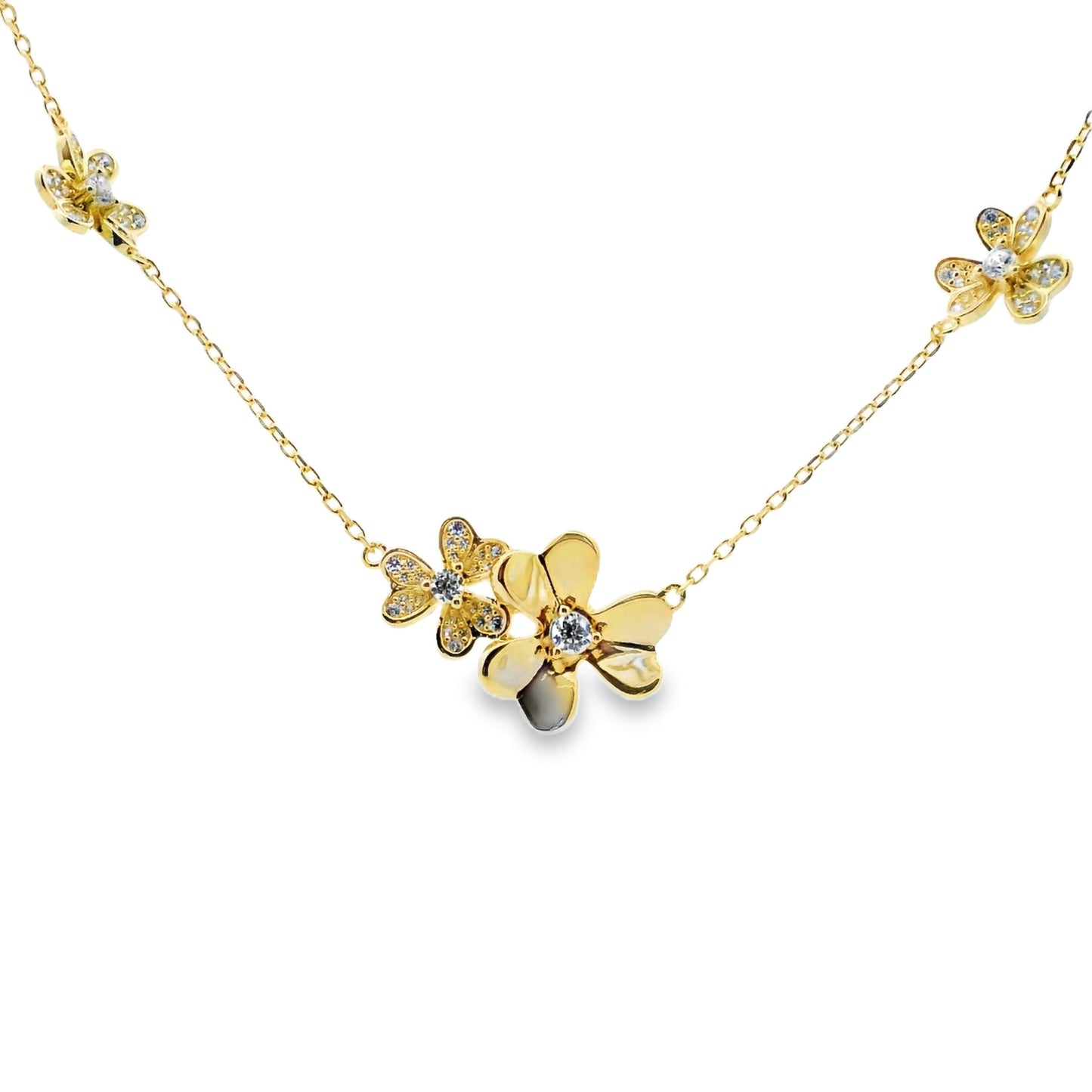 Pendentif Fleur en Zircon Cubique Authentique en Argent Sterling