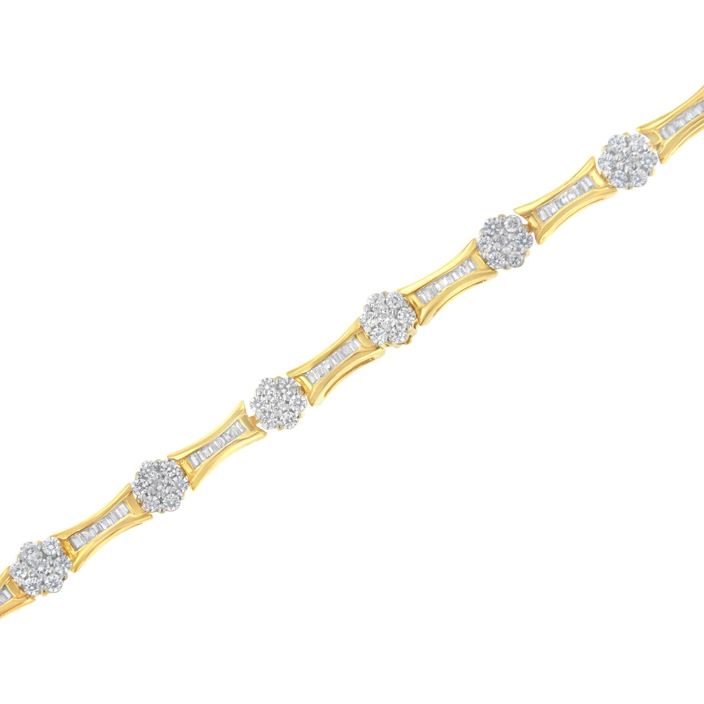 Pulsera de eslabones de diamantes en oro amarillo y blanco de 10K - 2.00 cttw