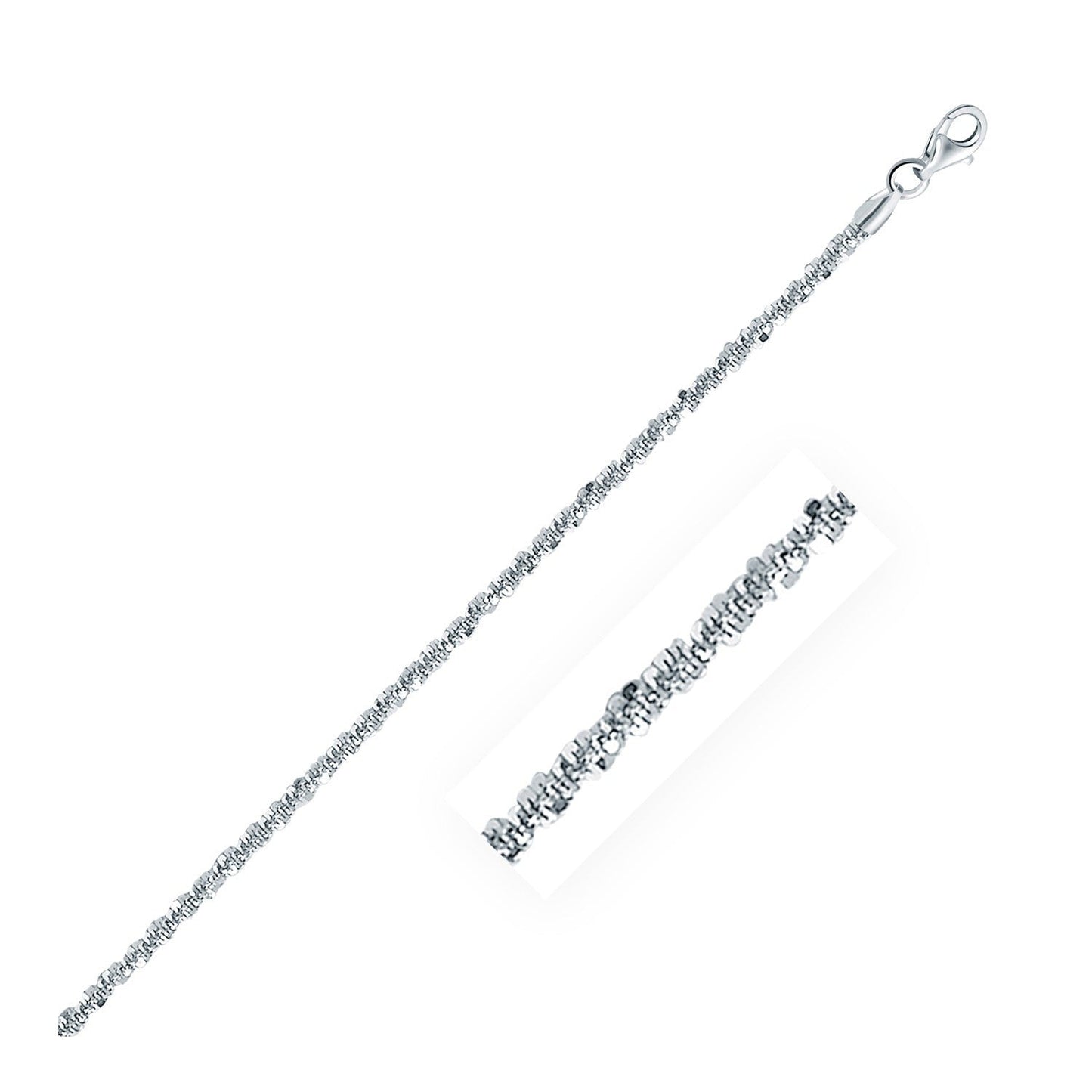 Collier en chaîne scintillante en argent sterling plaqué rhodium