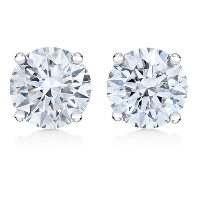 Pendientes de diamantes de 1.0 Cttw en oro blanco de 14K certificados por AGS