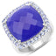 11.56 Carat Blue Chalcedony & Tanzanite Sterling Silver Ring