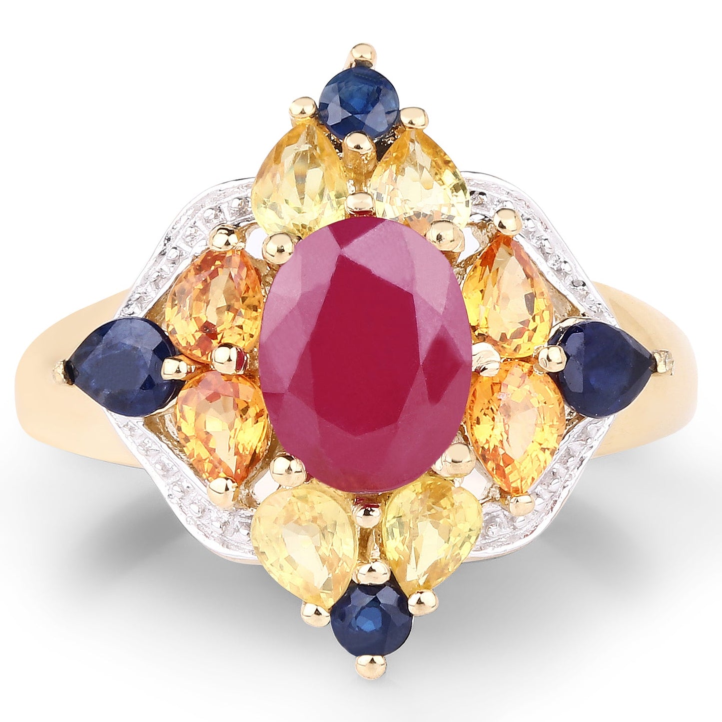 14K Yellow Gold Plated Multi Stone Engagement Ring