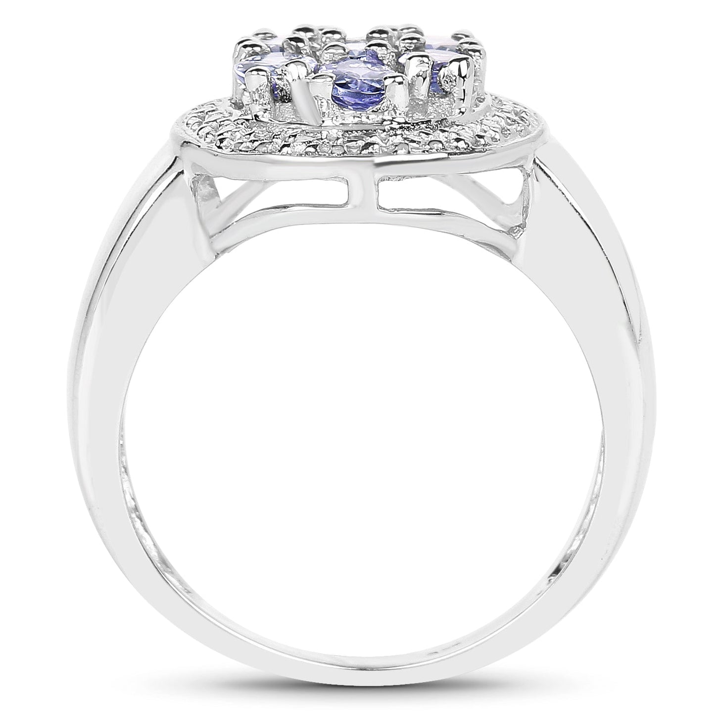 1.19 Carat Genuine Tanzanite .925 Sterling Silver Engagement Ring