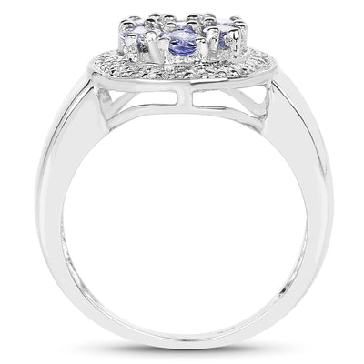 1.19 Carat Genuine Tanzanite .925 Sterling Silver Engagement Ring