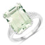 Anillo de Plata Esterlina con Amatista Verde de 10.64 Quilates y Topacio Blanco