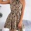 Chiffon Leopard Print Ruffled Swing Dress for Women