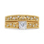 Anillo de Compromiso Art Deco de Plata Esterlina .925 Baño de Oro Amarillo de 14K