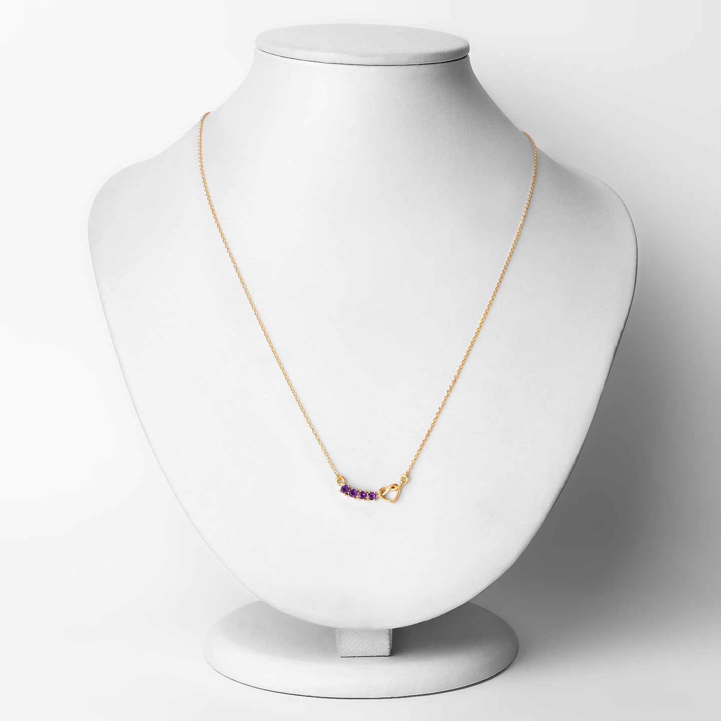 0.24 Carat Genuine Amethyst Sterling Silver Heart Necklace