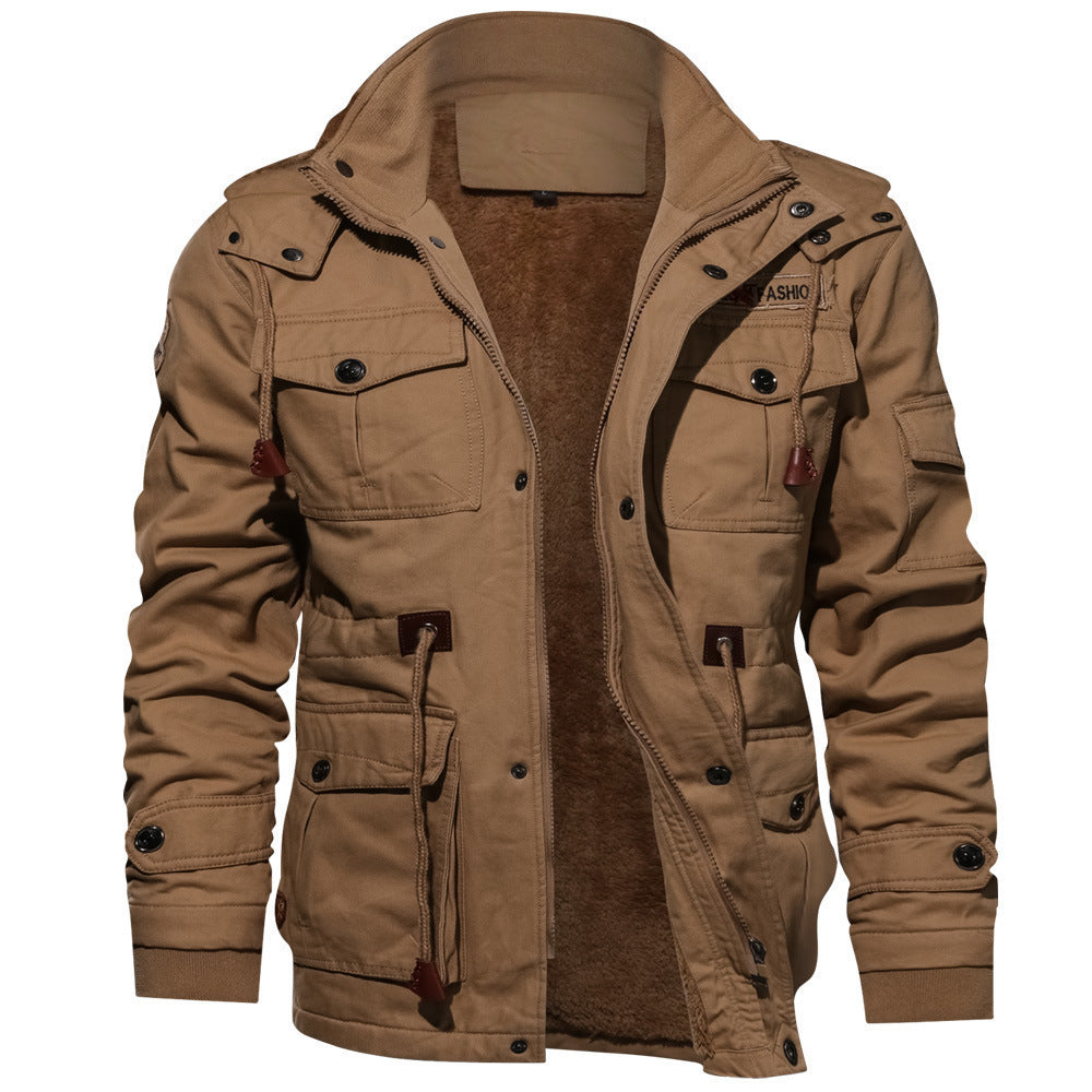 Parka d'hiver zippé pour homme avec capuche détachable