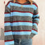 Chic Striped Long Sleeve Sweater with Round Neck - Korvel
