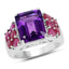 6.65 Carat Genuine Amethyst and Ruby Sterling Silver Ring