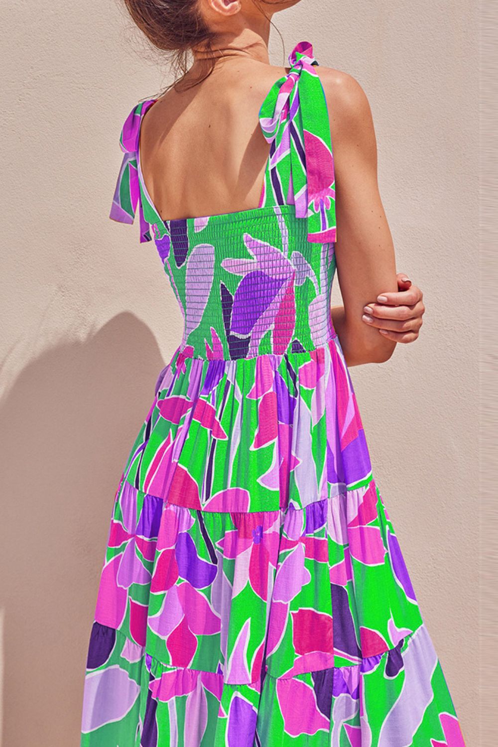 Charming Floral Tie-Shoulder Midi Dress for Summer Escapes - Korvel