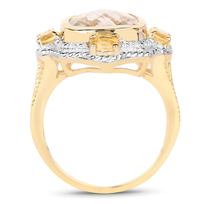 Bague en rutile doré et citrine plaquée or jaune 14K de 4,07 carats
