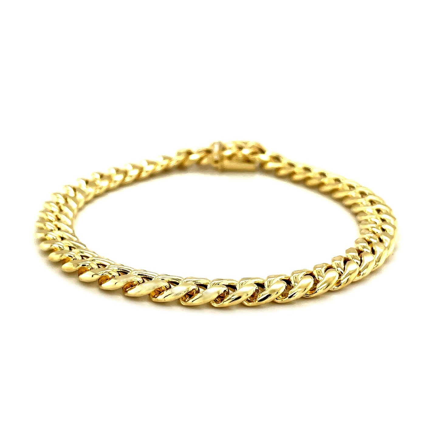 14k Yellow Gold Semi Solid Miami Cuban Bracelet - 7.5mm