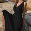 Elegant White V-Neck Tie Shoulder Maxi Dress
