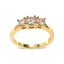 Bague en or jaune 10K avec diamants champagne à 3 pierres - Taille 7