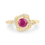 0.63 Carat Ruby and Diamond Halo Ring in 14K Yellow Gold