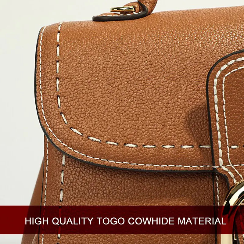 Togo Cowhide Women's Crossbody Handbag